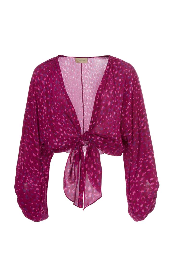 Adriana Degreas Tie Front Silk Blouse