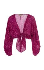 Adriana Degreas Tie Front Silk Blouse