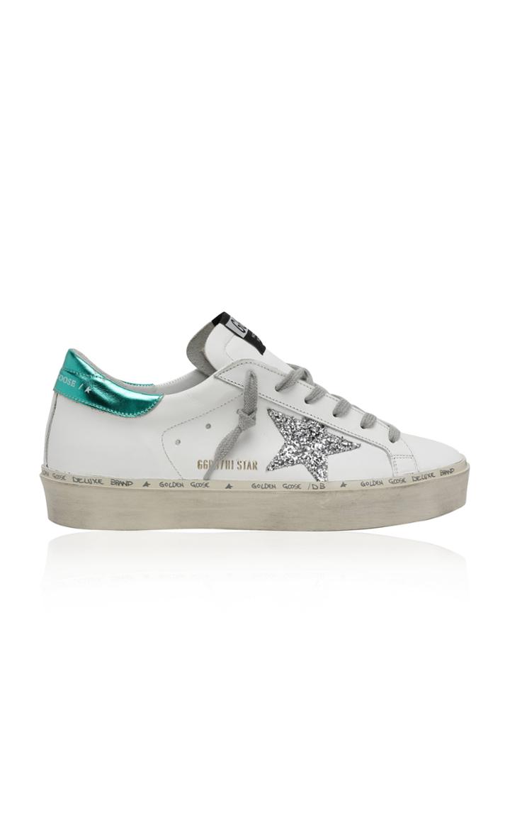 Golden Goose Hi Star Glitter-detail Leather Sneakers
