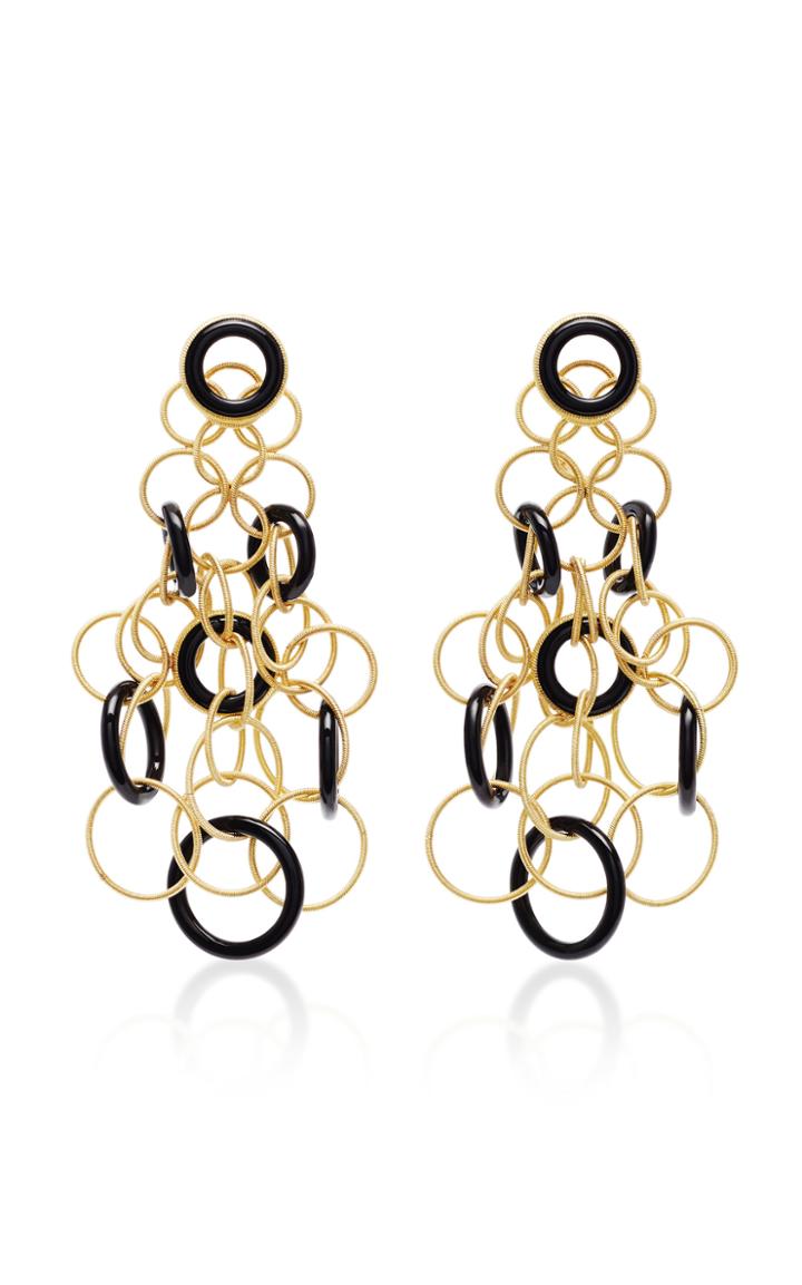 Buccellati Hawaii 18k Gold And Onyx Earrings