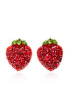 Deepa Gurnani Strawberry Crystal Clip Earrings