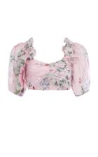 Alice Mccall Cropped Floral-print Silk-chiffon Top