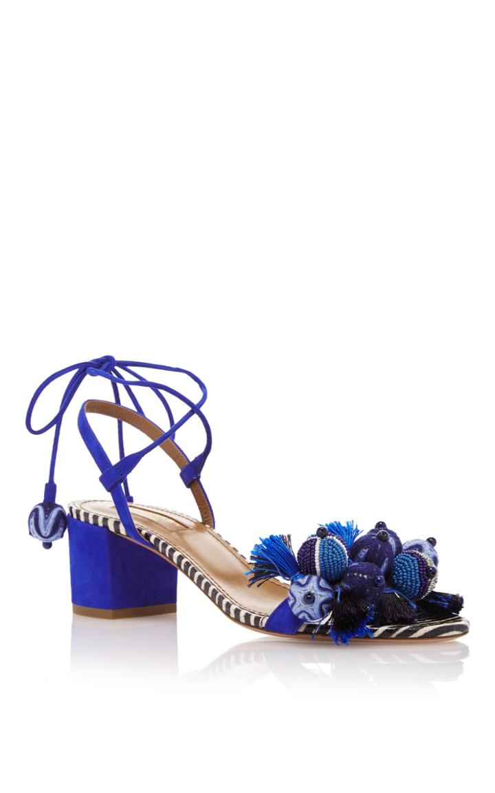 Aquazzura Tropicana Appliqud Suede Sandals