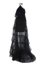 Alexis Justina Tiered Tulle Halterneck Gown