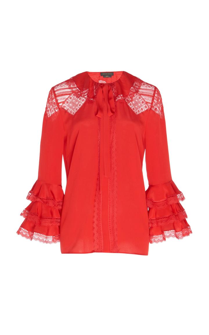 Zuhair Murad Bow-accented Crepe De Chine Blouse