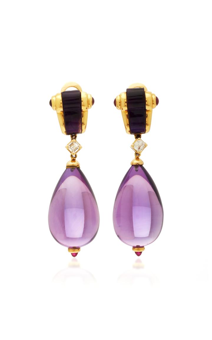 Eleuteri Vintage Bulgari 18k Yellow Gold And Multi-stone Earrings