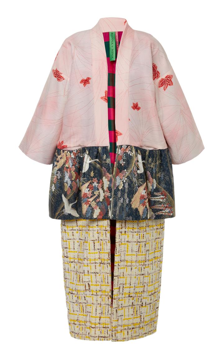 Rianna + Nina Exclusive Printed Patchwork-effect Silk Coat