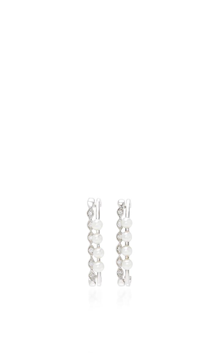 Colette Jewelry 2d 18k White Gold, Diamond And Pearl Ear Cuffs