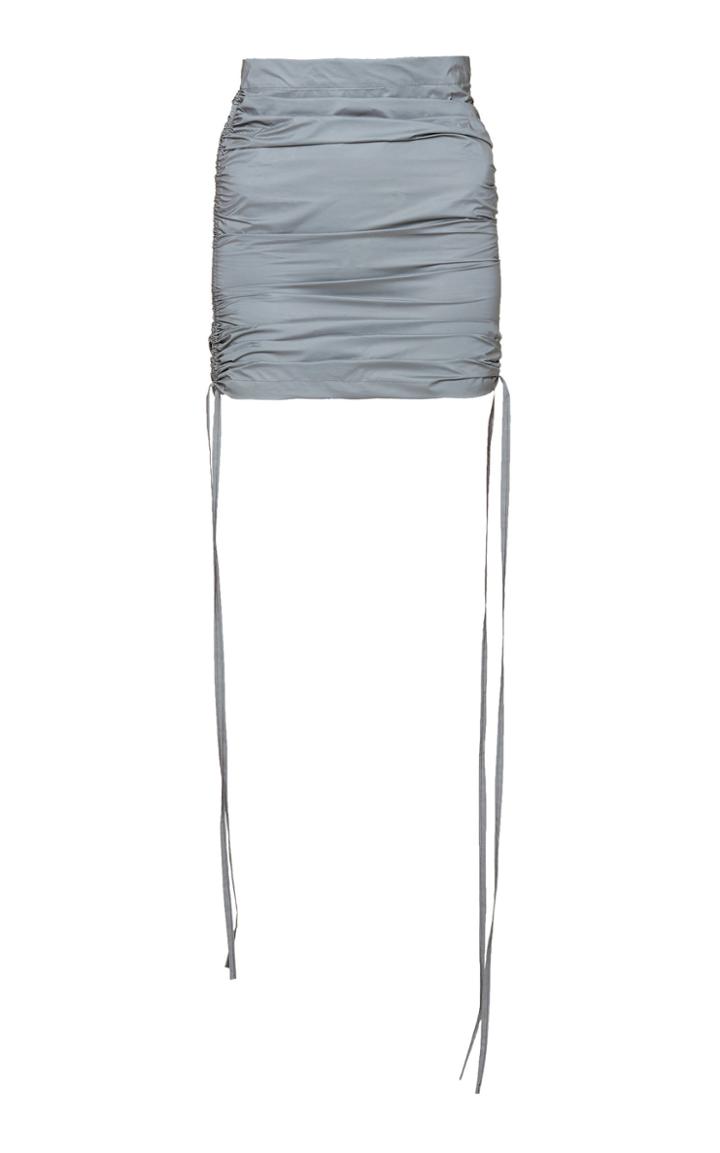 Mach & Mach Silver Luminescent Draped Skirt