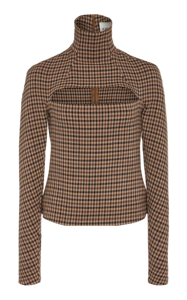 A.w.a.k.e. Cutout Gingham Turtleneck Top