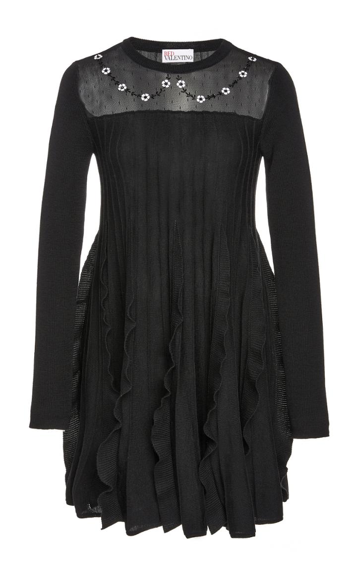 Red Valentino Embroidered Knit Dress