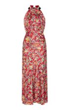 Saloni Michelle Halterneck Floral-print Silk Midi Dress