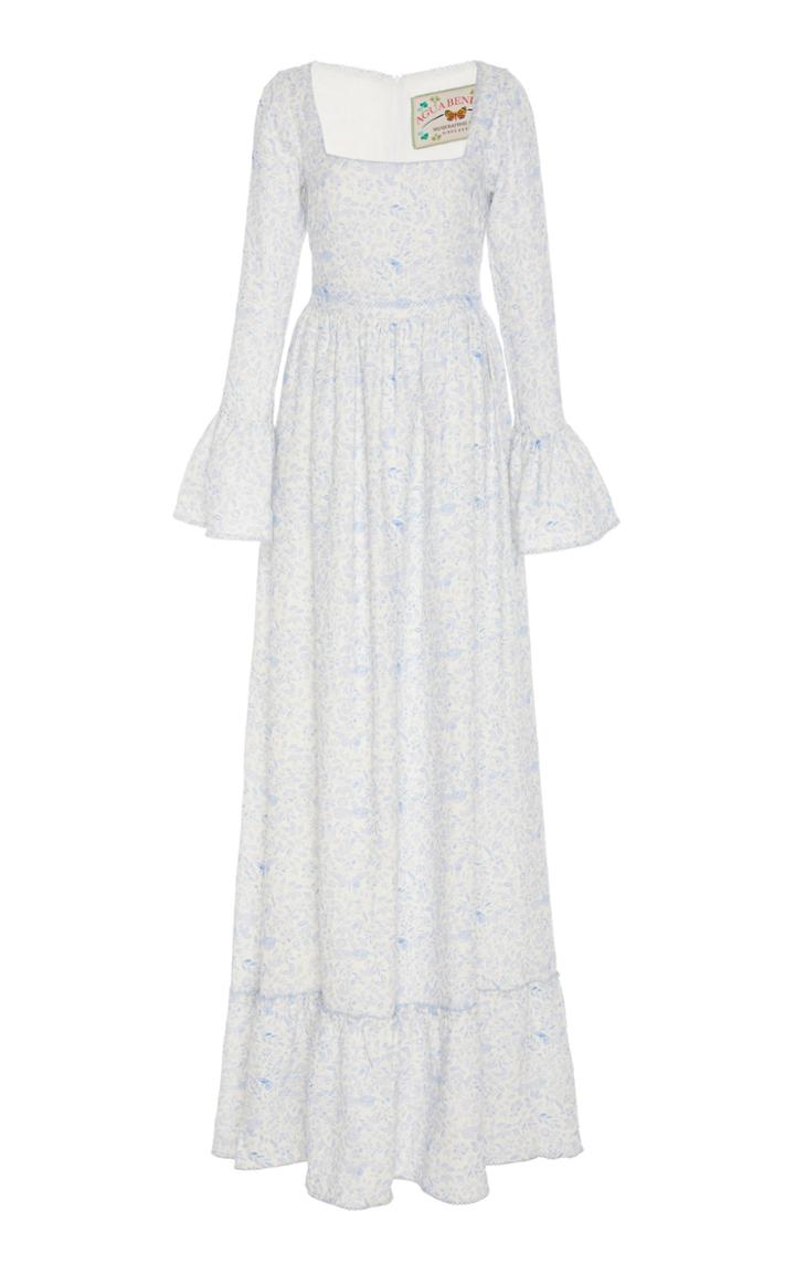 Agua By Agua Bendita Curuba Floral Linen Maxi Dress