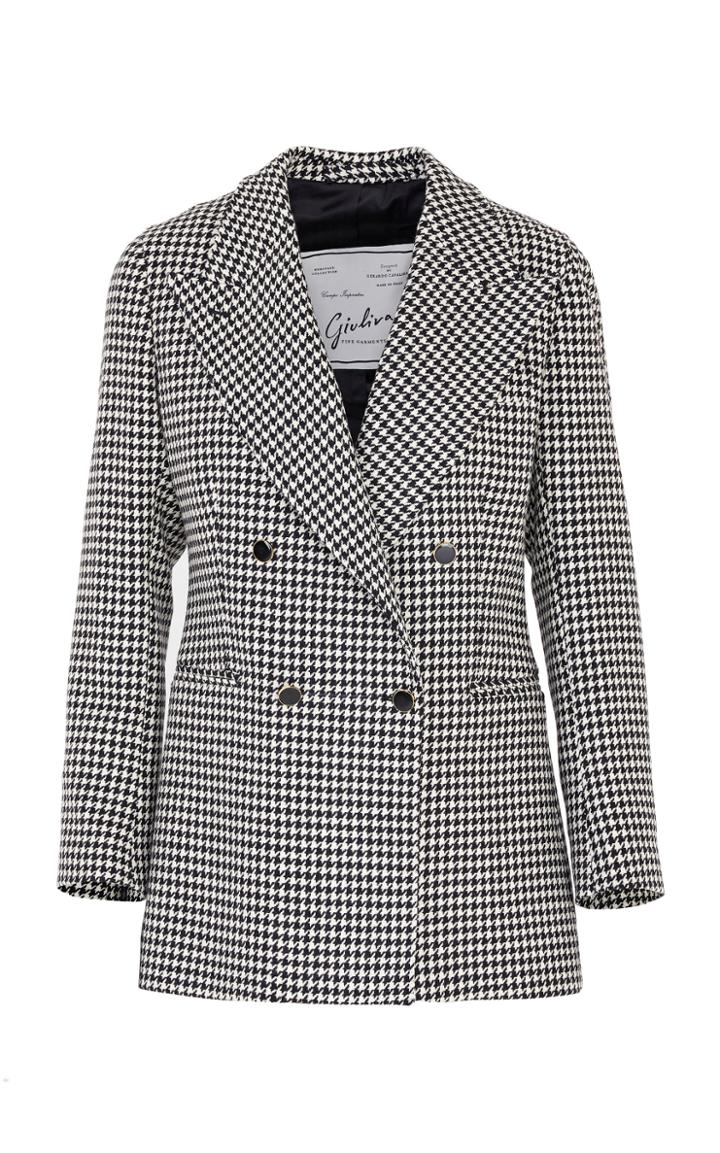 Moda Operandi Giuliva Heritage The Stella Houndstooth Wool Double-breasted Blazer