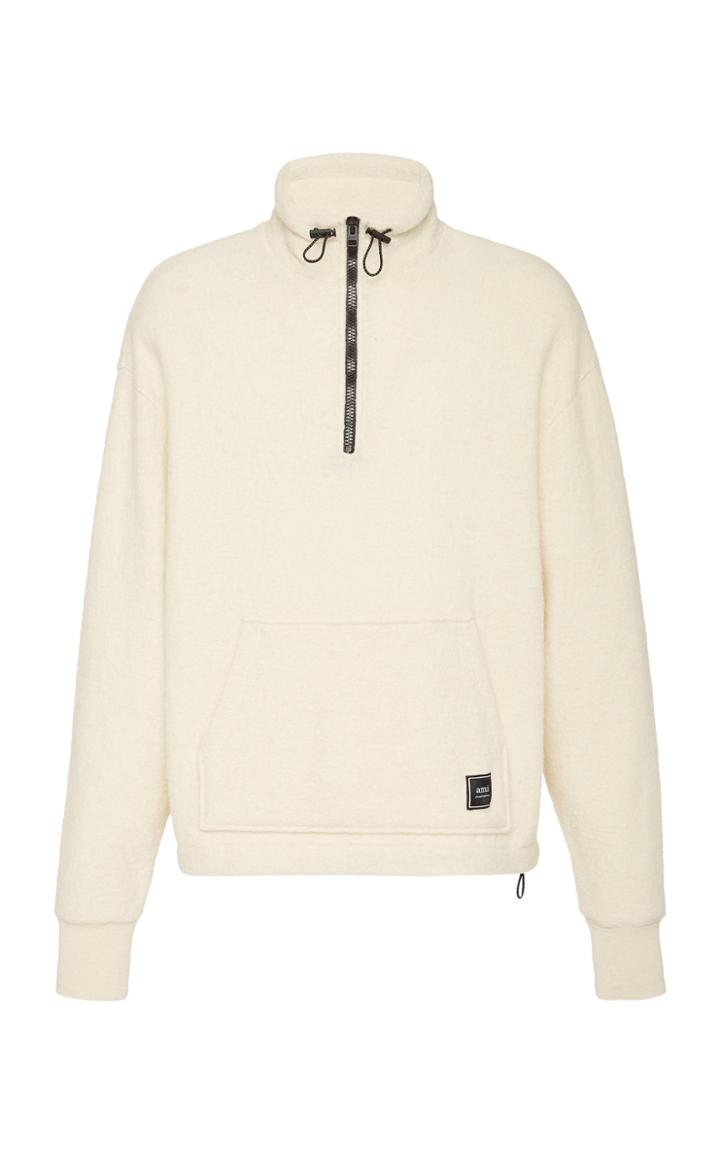Ami Boiled Wool Half-zip Sweatshirt