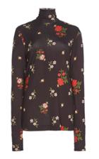 Simone Rocha Floral-embroidered Stretch-jersey Turtleneck Top