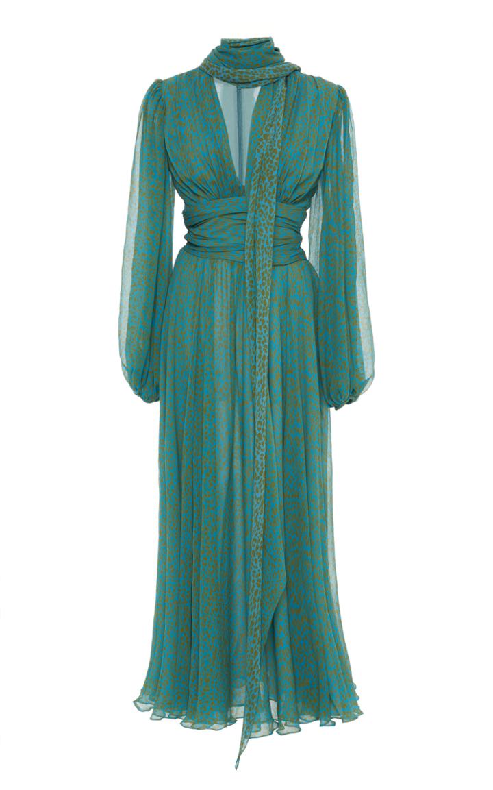 Moda Operandi Luisa Beccaria Printed Chiffon Maxi Dress