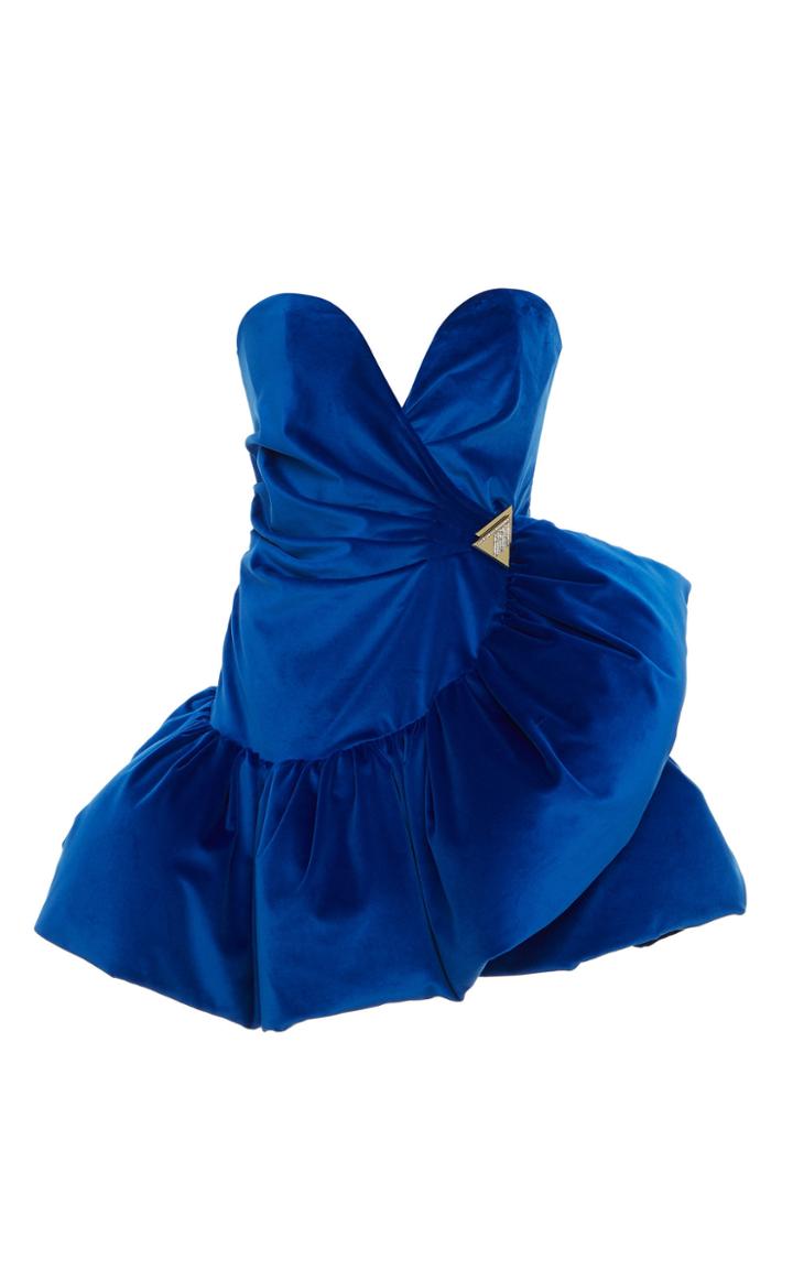 Attico Ruffled Velvet Mini Dress Size: 36
