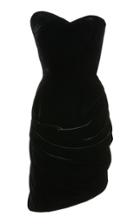 Brandon Maxwell Asymmetric Strapless Velvet Mini Dress
