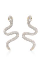 Alessandra Rich Silver-tone Crystal Snake Clip Earrings