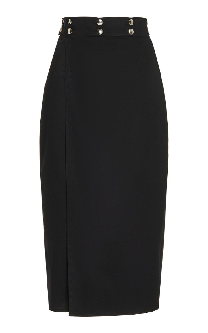 Moda Operandi Boyarovskaya Snap-detailed Cotton-blend Midi Skirt