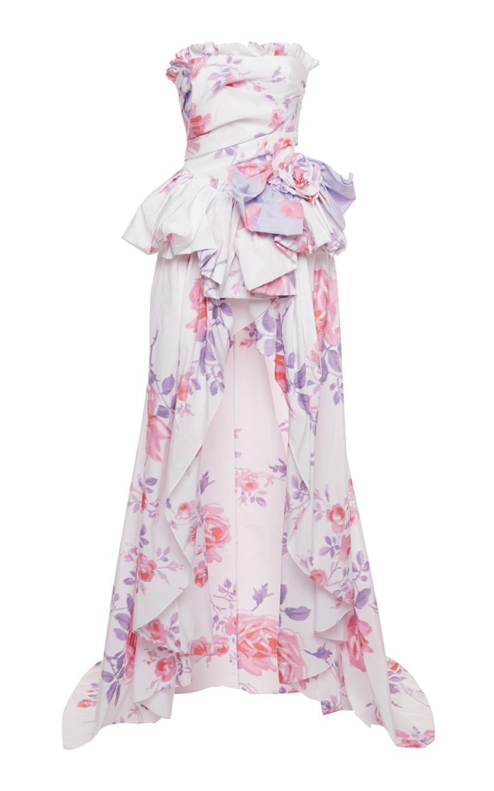 Moda Operandi Philosophy Di Lorenzo Serafini Floral-print Taffeta Strapless Gown Siz