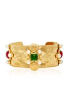 Gripoix Byzantine Shell 24k Gold-plated Brass Pearl And Poured Glass Adjustable Cuff
