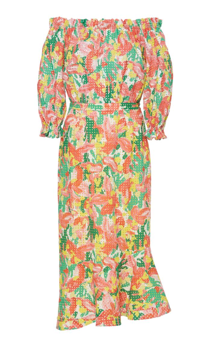 Saloni Grace Off Shoulder Ruffle Dress