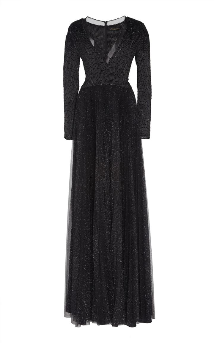 Jenny Packham Rosane Sheer Neck Embellished Gown