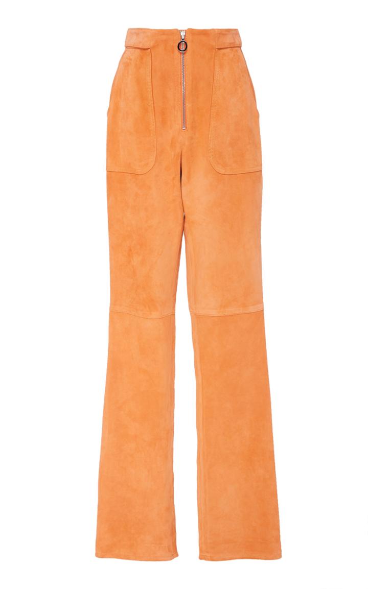 Sally Lapointe Suede Zip Front High-rise Pants