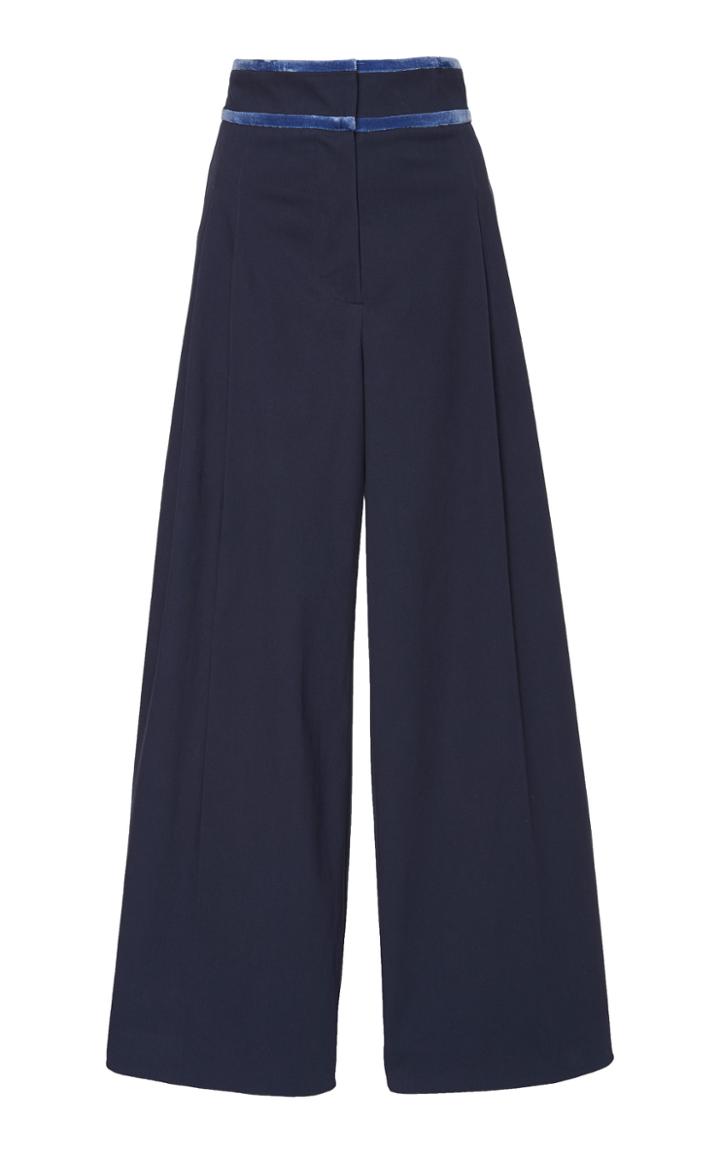 Luisa Beccaria High Waist Cotton Poplin Wide Leg Pants