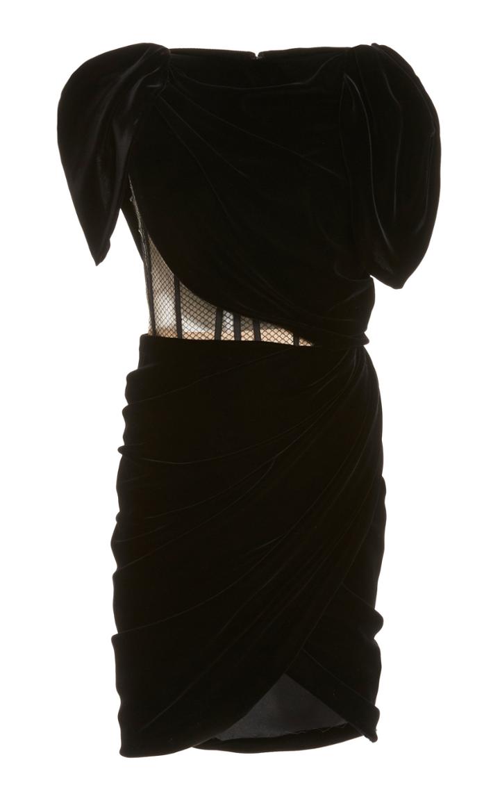 Moda Operandi Oscar De La Renta Exposed Corset Velvet Mini Dress