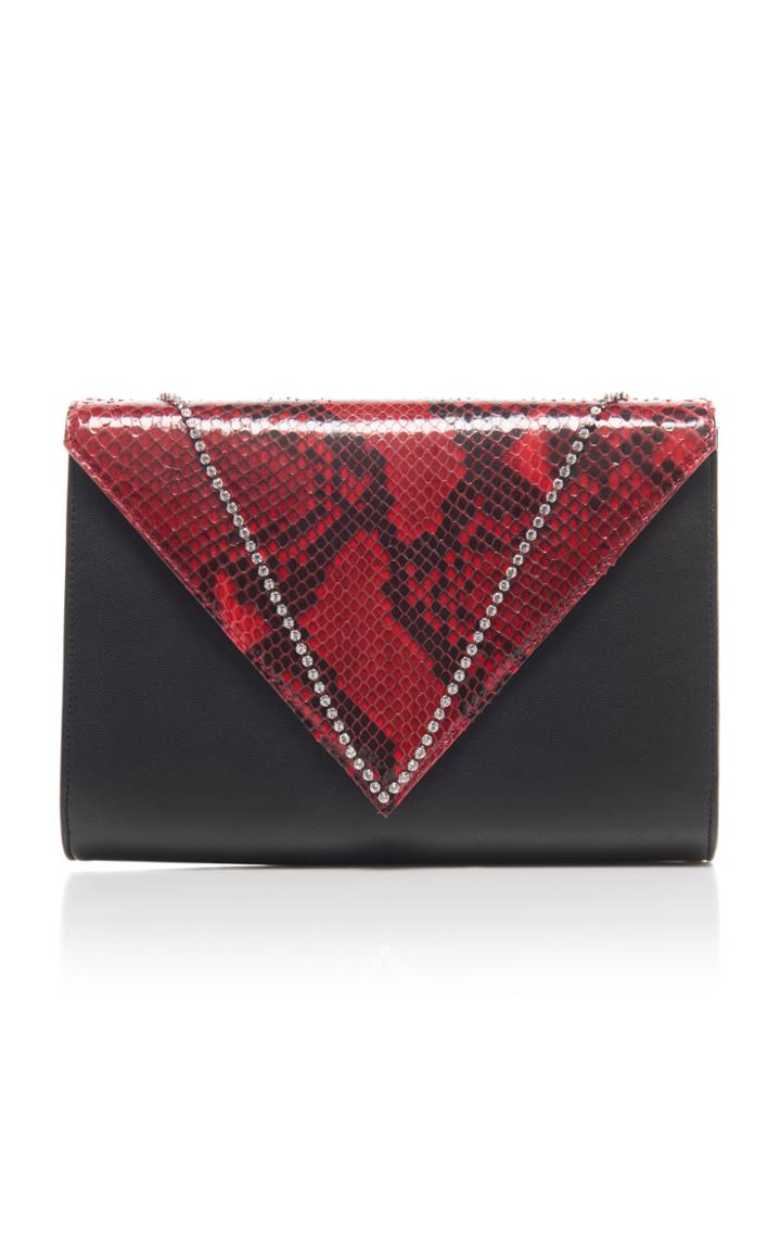 Alessandra Rich Python Envelope Bag With Crystal Detail