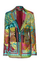 Versace Printed Silk Single Button Blazer