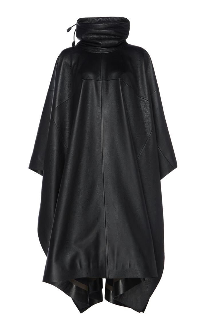 Salvatore Ferragamo Leather Funnel Neck Cape