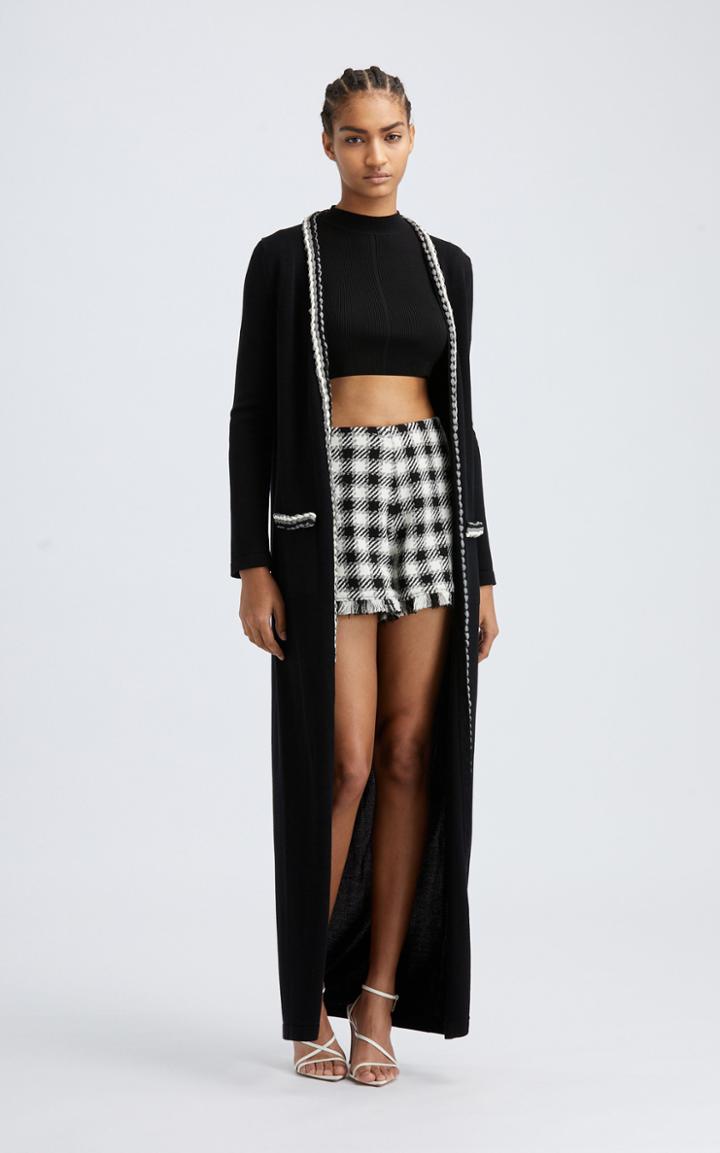 Moda Operandi Oscar De La Renta Elongated Wool-blend Braided Trim Cardigan