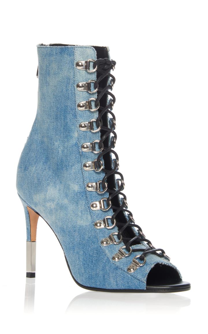 Balmain Denim Lace Up Bootie
