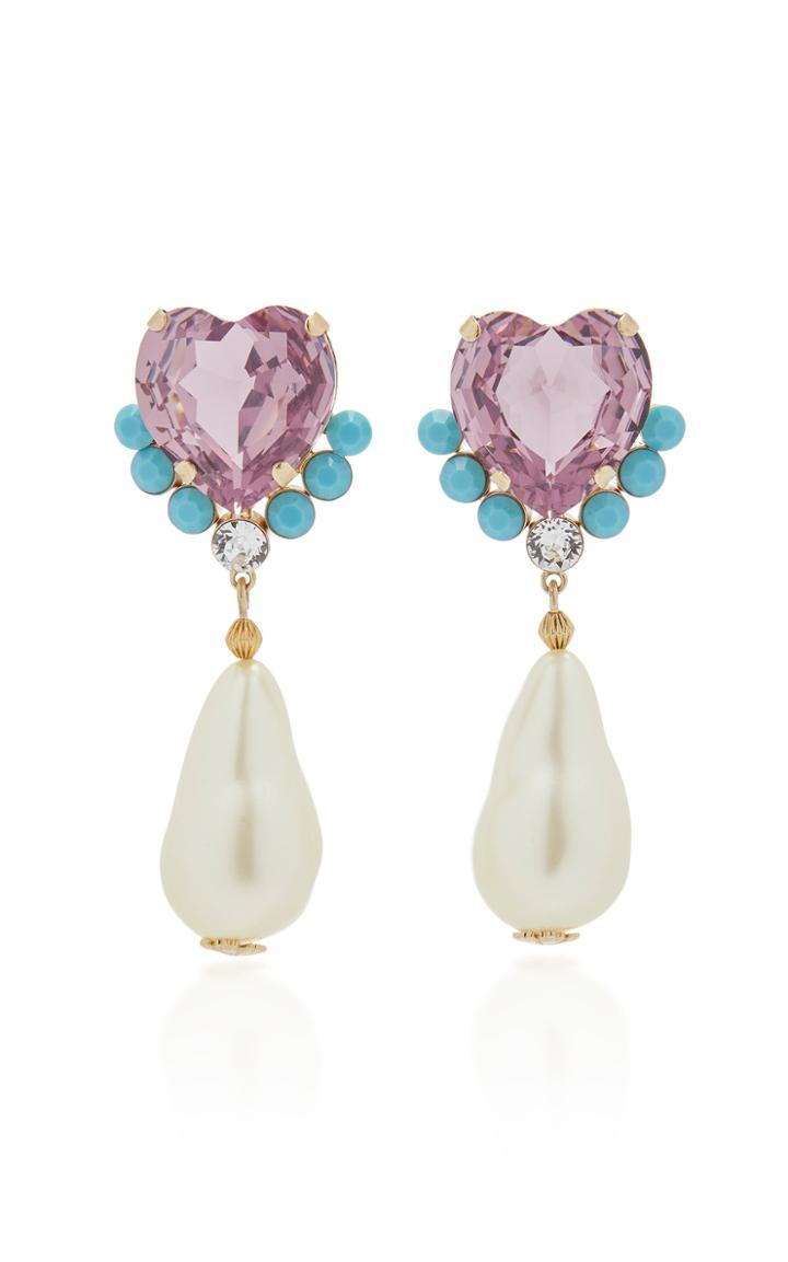 Dolce & Gabbana Gold-tone, Crystal, Faux-pearl And Resin Clip Earrings