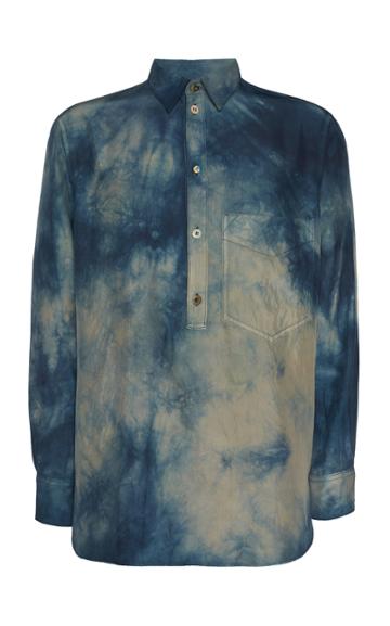 Federico Curradi Tie-dye Contrast-button Silk Shirt Size: 46
