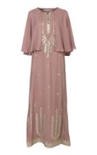 Bthaina Sequin Embroidered Georgette Cape Sleeve Caftan
