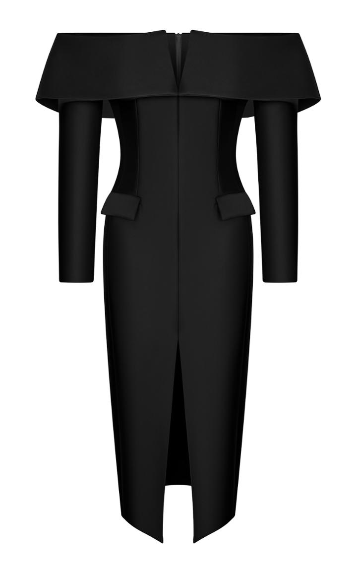 Moda Operandi Rasario Satin Off-the-shoulder Midi Dress