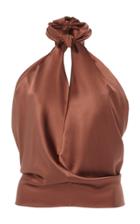 Moda Operandi Johanna Ortiz City Scape Draped Halter Silk Top Size: 2