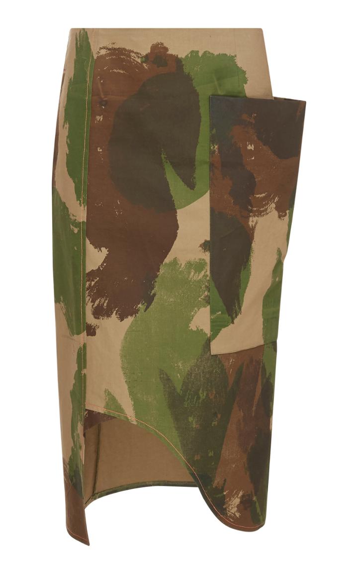 Victoria Beckham Printed Asymmetric Cotton-poplin Skirt