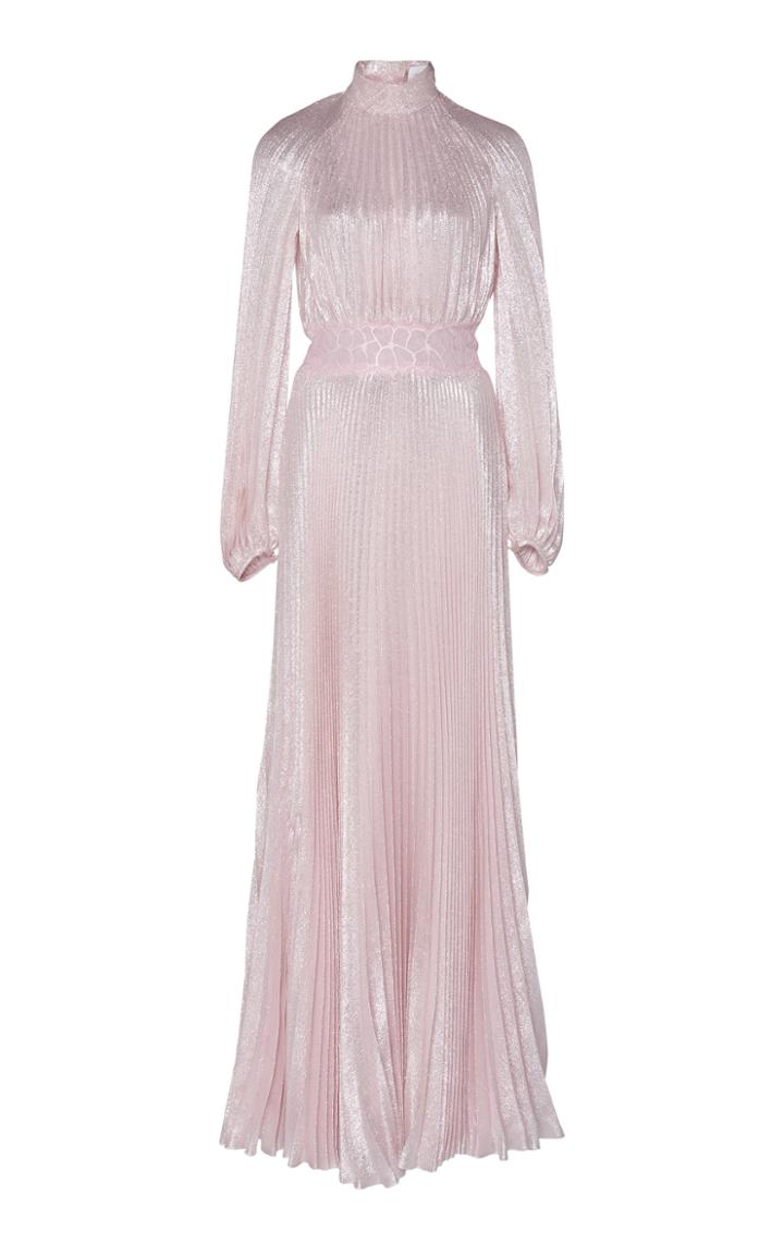 Giambattista Valli Metallic Silk-pliss Maxi Dress