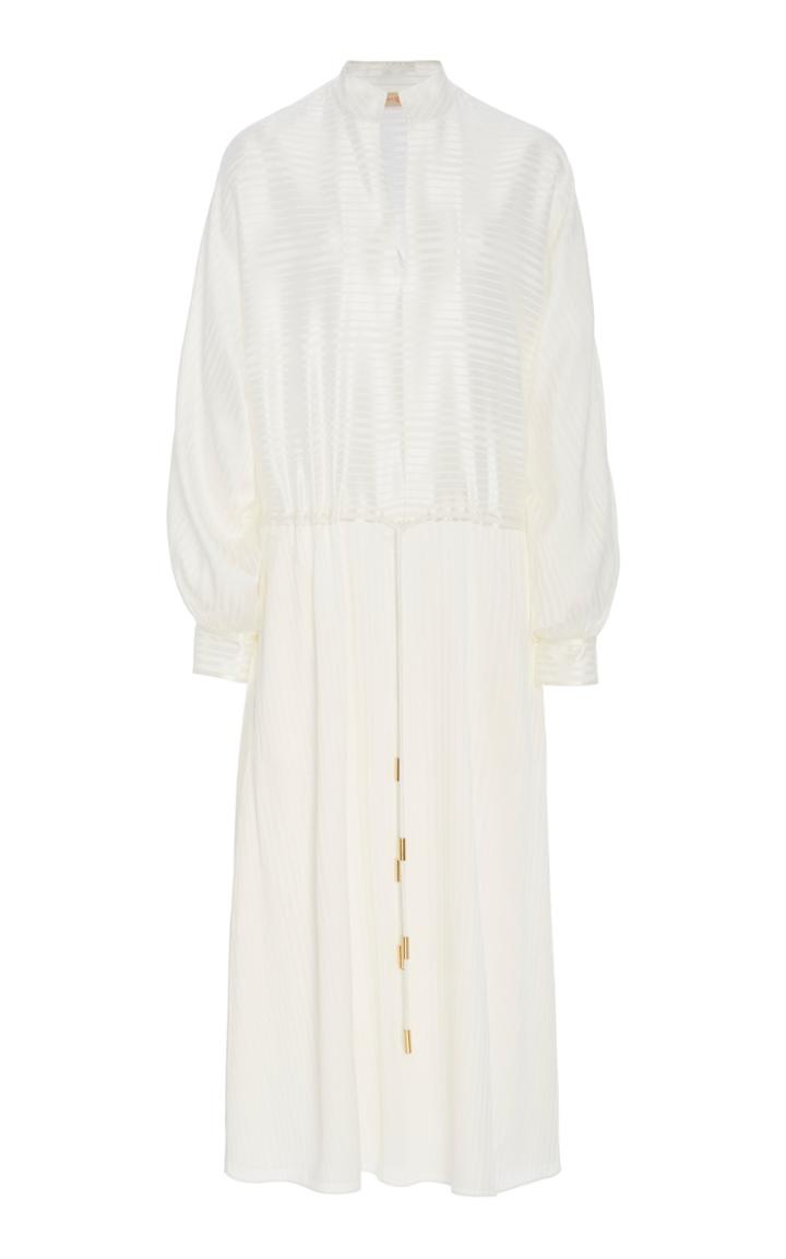 Tory Burch Striped Drawstring Silk-blend Dress