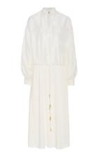 Tory Burch Striped Drawstring Silk-blend Dress