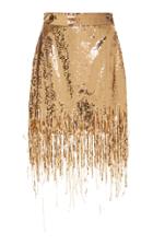 Msgm Gold Sequined Fringed Skirt