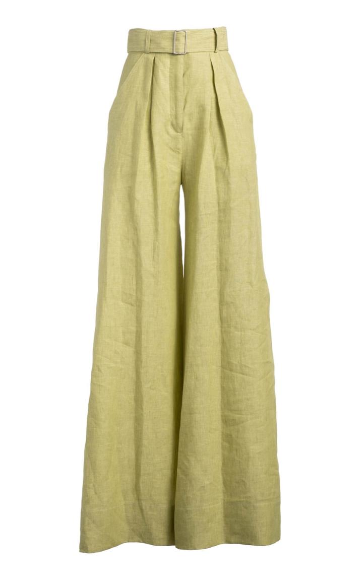 Matthew Bruch Pleated Linen Wide-leg Pants