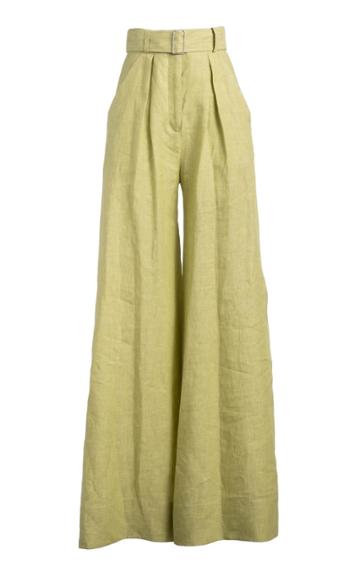 Matthew Bruch Pleated Linen Wide-leg Pants
