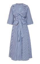 Thierry Colson Violetta Striped Cotton Wrap Dress